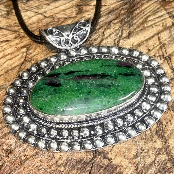 Ruby Zoisite Pendant 1 7/8”x2” - Picture 7 of 10